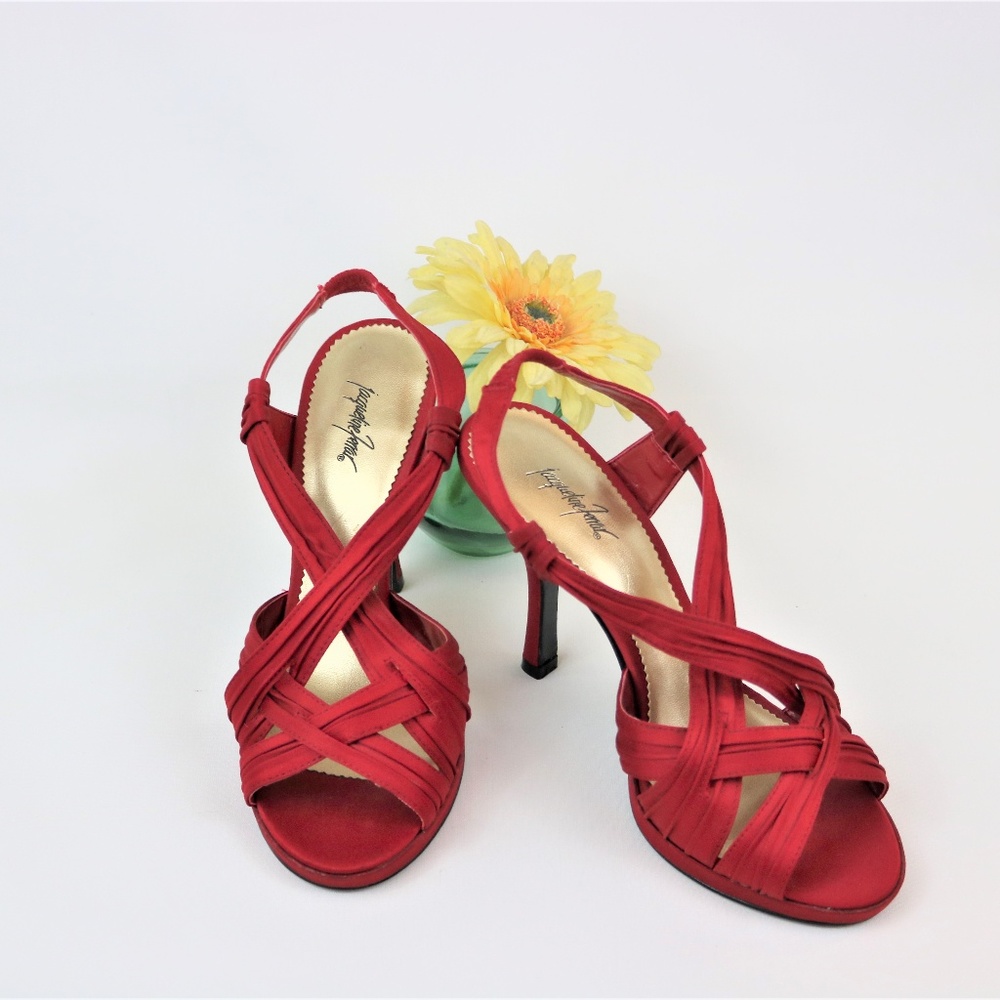 LIKE NEW! Red Stiletto Satin Heels - SIZE 7M